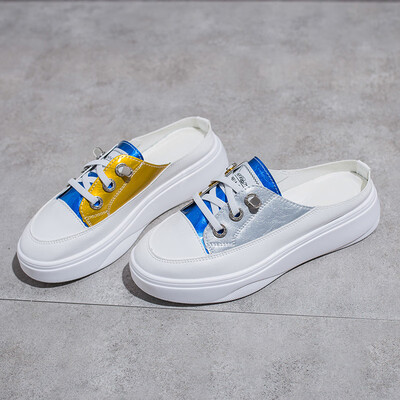 

Semi-slippers Womens Fashion Baotou Lazy Peoples Thick-soled Leisure Summer Small White Shoes without heels