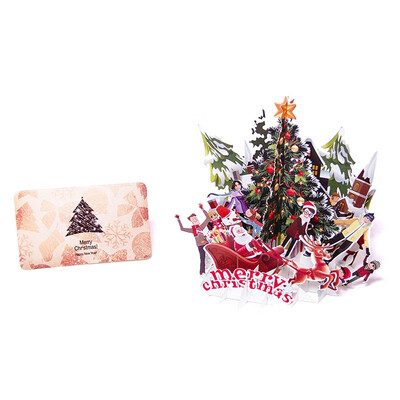 

Merry Christmas Folding 3D Pop-Up Unique Holiday Invitation Card for Greeting Card