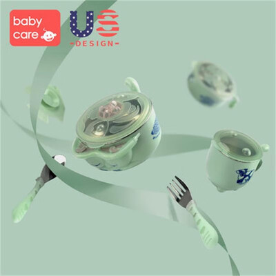 

BabyCare baby newborn food Dinnerware Set baby stainless steel bowl Spoon cup fork Tableware set kids Food Container