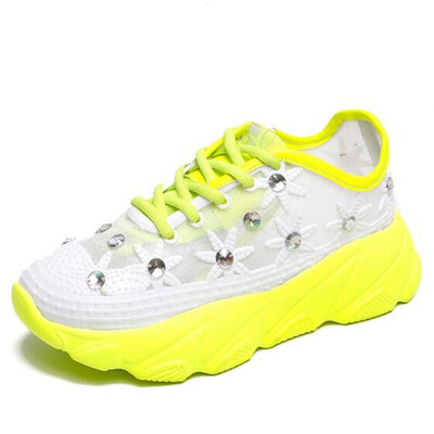 

DIWEINI 2019 New Women Casual Shoes Spring Mesh print crystal Women Platform vulcanized shoes Fashion Breathable Women Sneakers