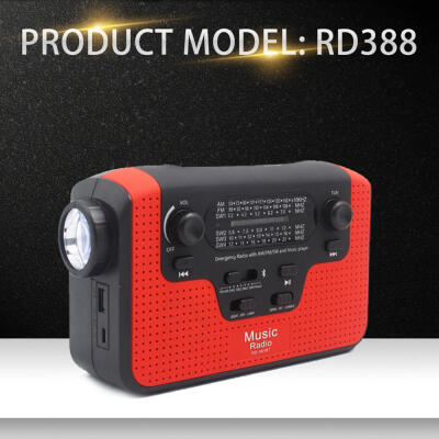 

Emergency Charger Hand Crank Generator FM AM Radio Player W Solar Powered Bluetooth Speaker Dynamo LED Flashlight