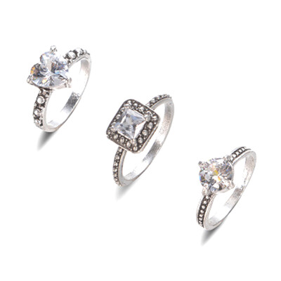 

Fashion Trendy Three Rounds Zircon Sets Of Rings Rhinestone Rings Diameter 17cm