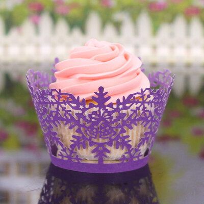 

Tailored 24Pcs Christmas Hollow Lace Cup Cake Paper Case Wraps Cupcake Wrapper Black