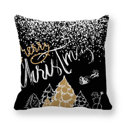

New Christmas English Printing Pillow Case Glitter Sofa Throw Cushion Cover Home Decor kissenbezug