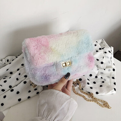 

Bag female new wild plush lock single back Messenger bag fashion chain Messenger bag tide