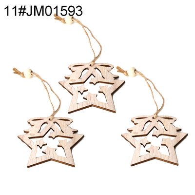 

3Pcs Wooden Hollow Blank Slices Pendants DIY Crafts Christmas Tree Ornaments