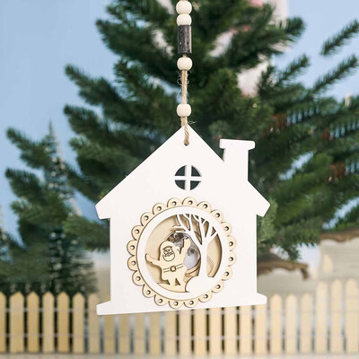 

Gobestart Christmas Decor Wooden Ornament LED Light Santa Claus Cart Luminous Lamp