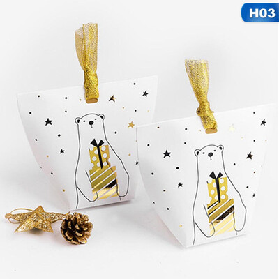 

25PCS Christmas Paper Gift Candy Bag Carrier Xmas Present Cookies Boxes Ribbon