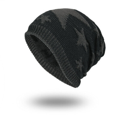 

Men Knitted Skullcap Thermal 1pc Hat Wool Beanie Warmer Outdoor Velvet Winter