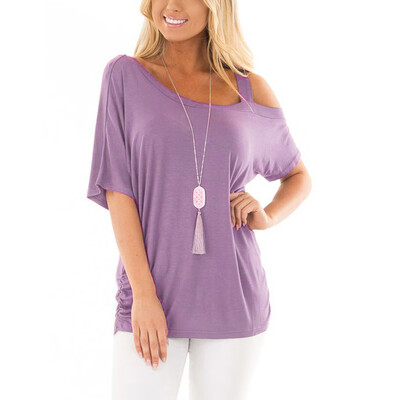

Nomeni Womens Fashion Casual Short Sleeve Pure Color Tops Blouse Tunic T Shirts