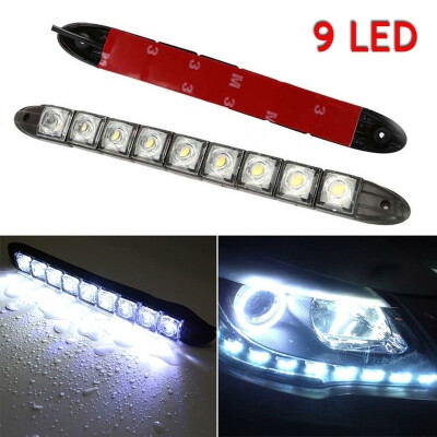 

2PCS White Can Be Bent Universal 12V 9 LED Daytime Running Light DRL Car Fog Day Driving Lamp Lights