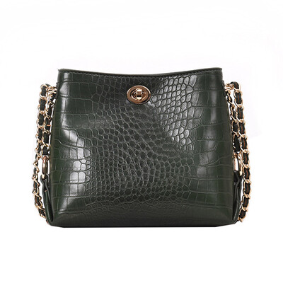 

Tailored 2019 Woman New Fashion Crocodile Pattern Chain Bucket Bag Shoulder Messenger Bag