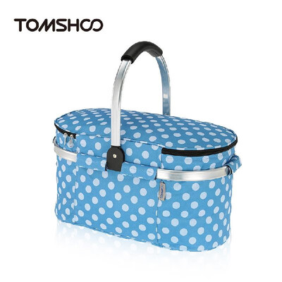 

TOMSHOO 30L Foldable Picnic Basket Outdoor Insulated Storage Basket Shopping Basket Folding Aluminum Handle 46 25 24cm
