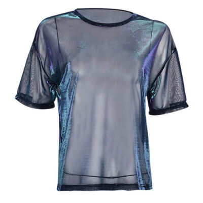

Summer Sexy 2017 Mesh Tee See-Through Women Top Short Sleeve Perspective Shine Casual Women Tops Lady Vintage Blusa