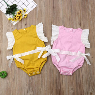 

UK Newborn Baby Girl Clothes Lace Sleeveless Romper Jumpsuit Overall Outfit Set