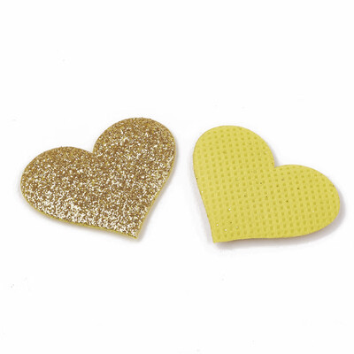 

Glitter PU Patches with Non Woven Fabric Back&Sponge Inside Heart Goldenrod 28x3536x3mm