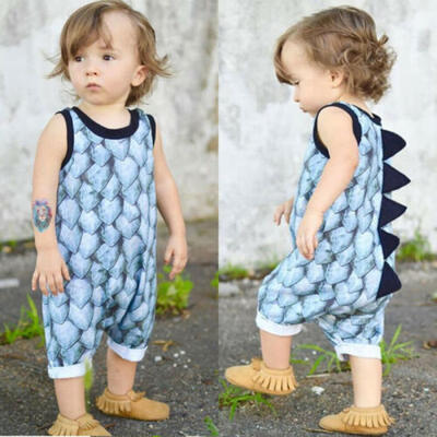 

UK Toddler Kids Baby Boy Girls Romper Dinosaur Jumpsuit Bodysuit Clothes Outfits