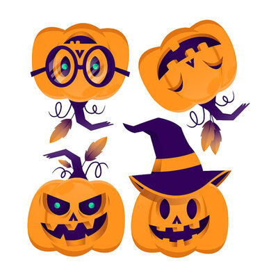

Halloween Pumpkins Decorative Wall Art Sticker Novelty Background Creative Childrens Room Wall Self-adhesive Cartoon Sticker