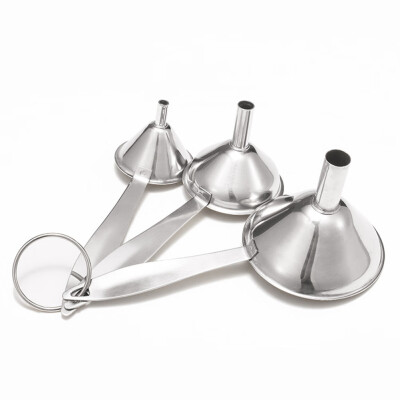 

3 Stainless Steel Funnel Filter Filter Kit With Portable Funnel Kitchen Tool For Transferring Liquid With Handle