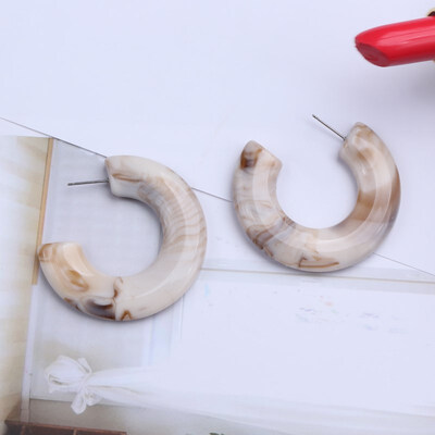 

New Fashion Beige Color Leopard Print Acrylic Acetic Acid Sheet Geometric Circle Square Star Heart Long Drop Earrings for Women
