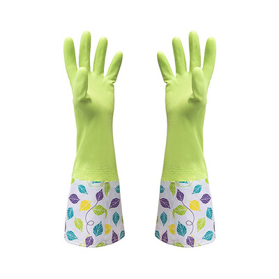 

〖Follure〗Waterproof Rubber Latex Flannel Washbowl Gloves Kitchen Household Cleaning Glove
