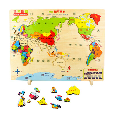 

30x40cm The World Map Puzzle Kids Wooden Toys Children Early Learning Education toys Map of World Puzzle