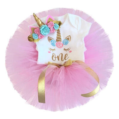 

Newborn Baby Girls Unicorn Romper Tutu Skirts Dress Headband Outfit Set 0-24M