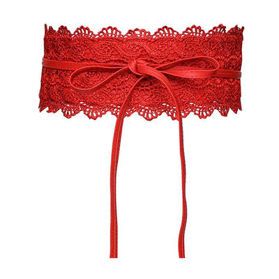 

Fashion Wide Lace Tie-up Women Waistband Dress Party Waist Band Belt Sash Decor