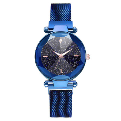 

2019 Hot Sale Starry Sky Watch Womens Luxury Magnet Buckle Quartz Wristwatch Geometric Surface Female Luminous Clock for Gifts