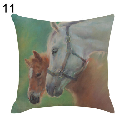 

Realistic Horse Print Cotton Linen Square Cushion Cover Home Decor Pillow Case