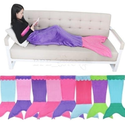 

Soft Fleece Mermaid Tail Blanket Age4-16 Bed Wrap Fin Kids Cocoon Costome