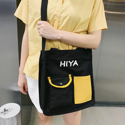 

Canvas bag female shoulder 2019 Korean version ins super fire simple art&art Sen series wild large capacity student bag