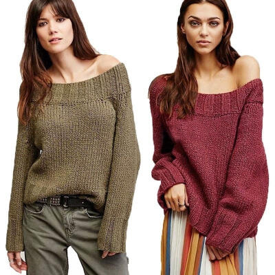 

Sexy Womens Warm Long Sleeve Sweater Off Shoulder Sweatshirt Jumper Pullover Top