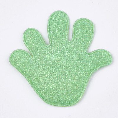

Glitter PU Patches with Non Woven Fabric Back&Sponge Inside Palm LightGreen 67x71x35mm