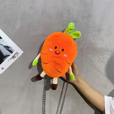 

Tailored Women Cartoon Fruit Plush Messenger Bag Fur Chain Bags Cute Fluffy Sling Bag