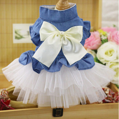 

Big Bow Dog Dress Tutu Skirt Summer Puppy Clothes Princess Dog Wedding Dress