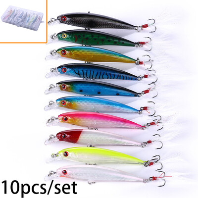 

10 Pcs Fishing Lures Crankbaits Hook Minnow Baits Tackle Crank Fishing Kit