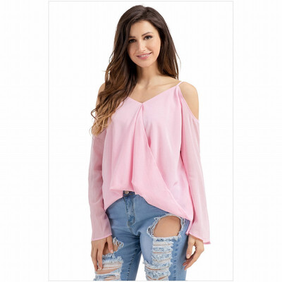 

V-neck solid color loose T-shirt top