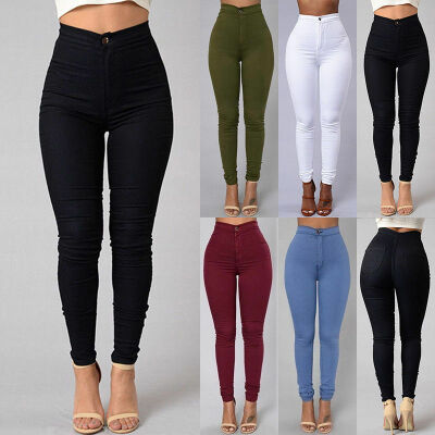 

Pencil Jeans Women Lady Stretch Casual Denim Skinny Pants High Waist Trousers