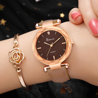

RM New Fashion Geneva Women Leather Band Quartz Analog Wrist Watch
