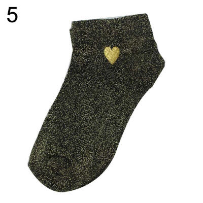 

Fashion Women Heart Embroidered Elastic Breathable Low Cut Ankle Boat Socks