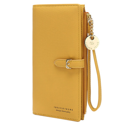 

Women Solid Color Wristlet Long Wallet Purse Faux Leather Zip Phone Card Holder