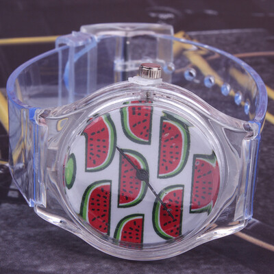 

Childrens cartoon fruit pattern transparent jelly strap watch student small gift watch