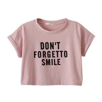

Summer Pink Tshirt Women Casual Cotton T-Shirt Short Sleeve O Neck Letter Printed Crop Tops