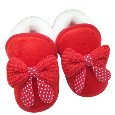 

Winter Warm Baby Shoes Soft Bottom Non-slip Bow Toddler shoes First walkers