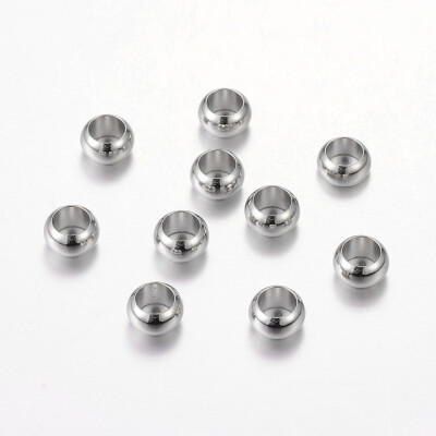 

Brass European Beads Large Hole Rondelle Beads Platinum 7x4mm Hole 45mm