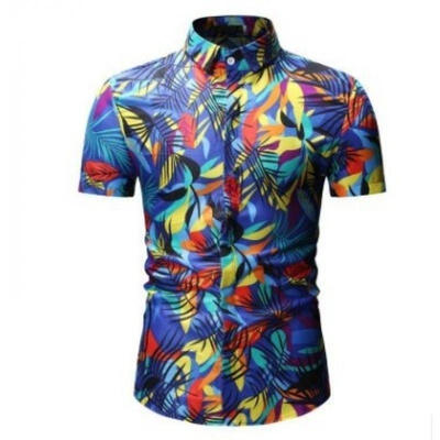 

2019 Men&39s Summer Hawaiian Floral Print Short Sleeve Shirt Casual Slim T-Shirt