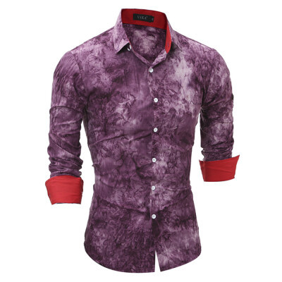 

New High Quality 3D Tie Dye Men\s Slim Casual Long Sleeve Shirt