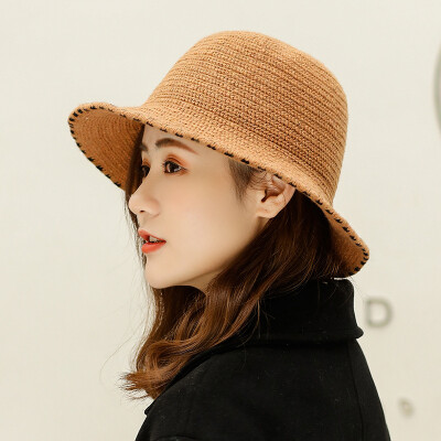 

Fallwinter new Korean leisure tide ladies knitted wool hat solid color wool warm Joker basin cap fisherman hat