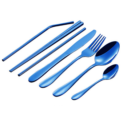 

Toponeto 7PCS Set Stainless Steel Upscale Dinnerware Flatware Cutlery Fork Spoon BK